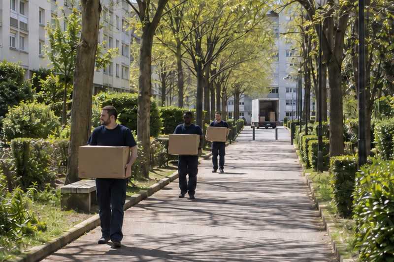 Longue allée entre les barres : chantier Rue Alan Sheppard