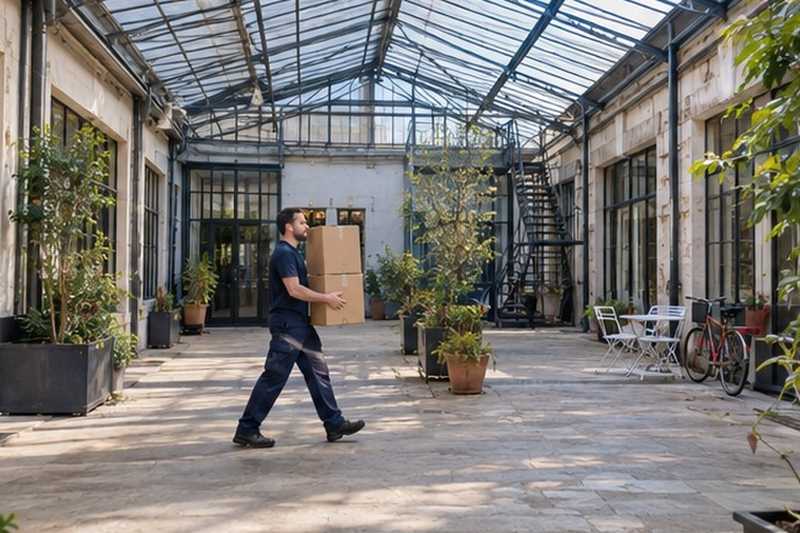 Cour d’ancien atelier réhabilité : chantier Rue de Paris