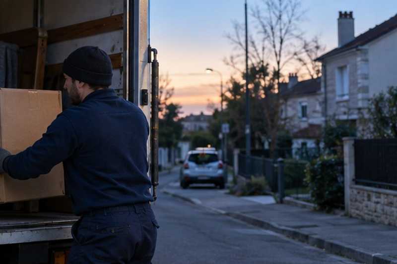 Premier carton chargé à l’aube : chantier Rue Alfred Kastler