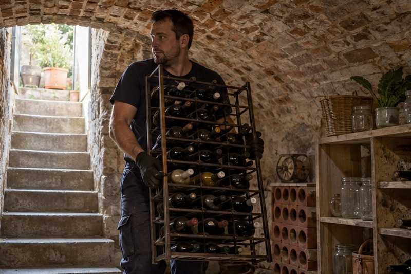 Casier à bouteilles sorti de la cave : chantier Rue Blaise Pascal