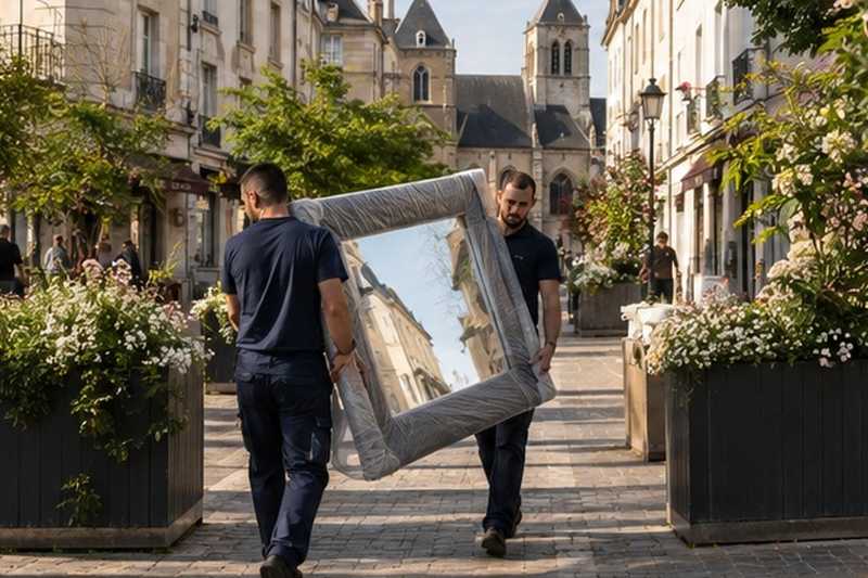Miroir entre les jardinières