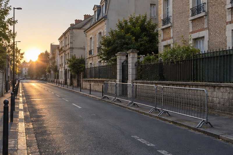 Emplacement vide au lever du soleil : chantier Rue Albert Camus