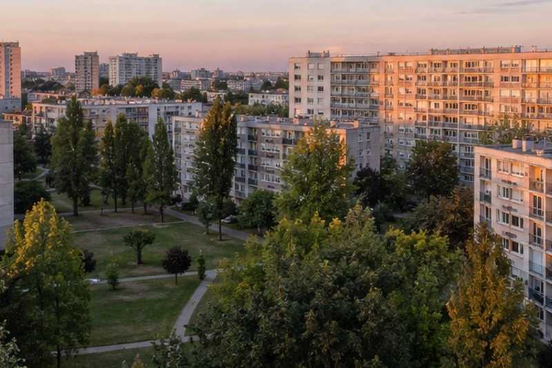 Grand ensemble au crépuscule, Villiers-sur-Marne