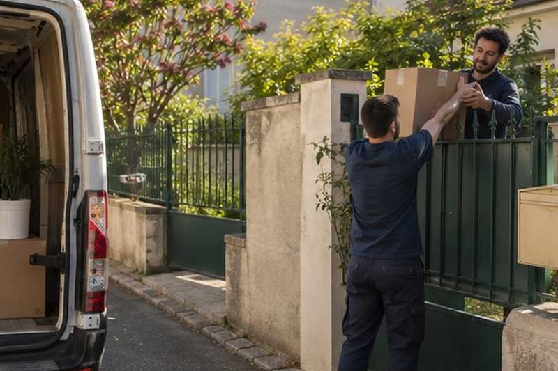 Cartons passés par-dessus le portillon : chantier Rue Alexis Quirin