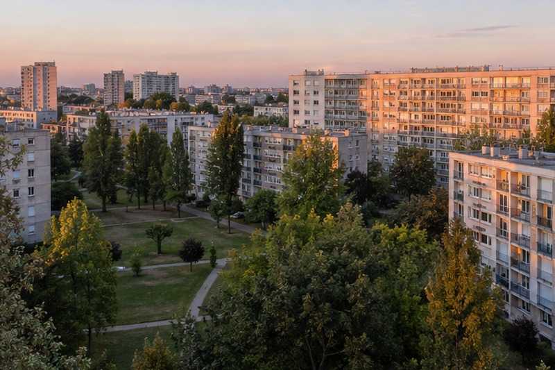 Grand ensemble au crépuscule, Vitry-sur-Seine