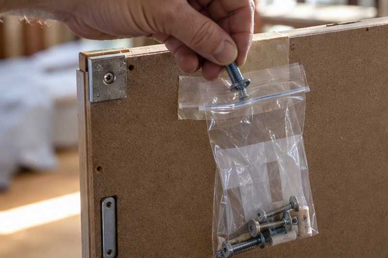 Vis rangées dans un sachet scotché