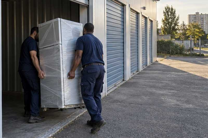 Réfrigérateur rangé dans un box de plain-pied