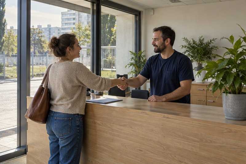 Poignée de main à l’accueil du stockage : chantier Rue de Pretoria