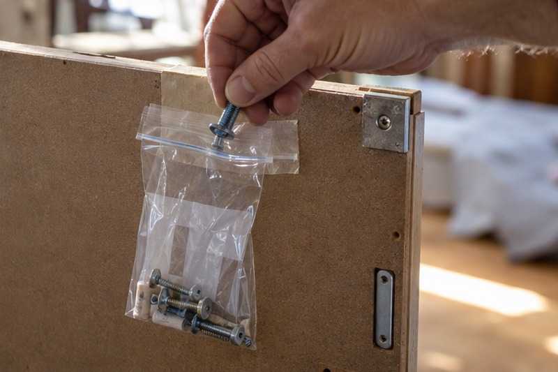 Vis rangées dans un sachet scotché