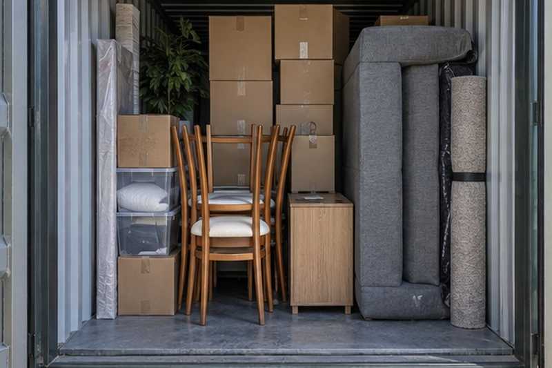 Box rangé avec le canapé debout