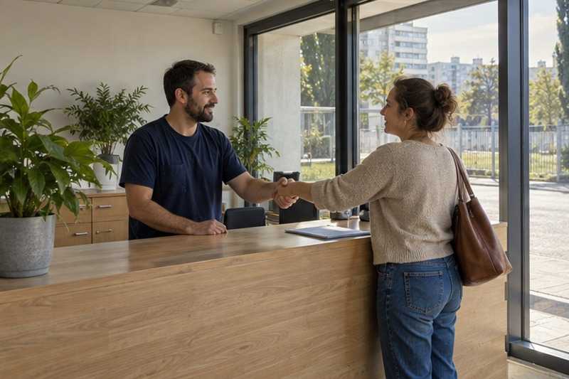 Poignée de main à l’accueil du stockage : chantier Rue Auguste Simon