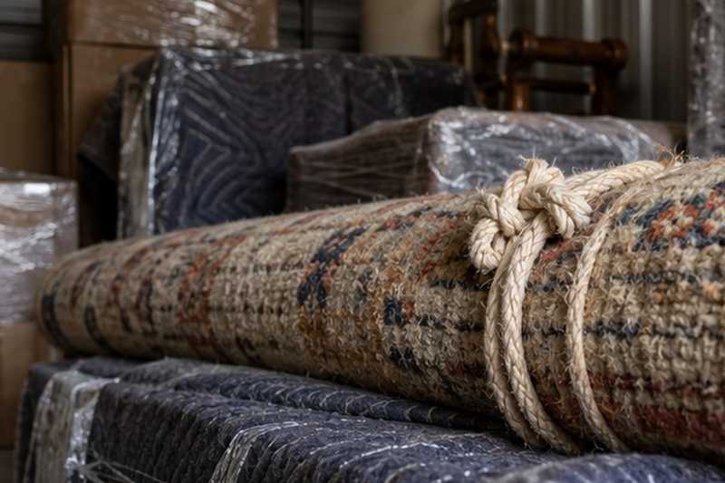 Tapis roulé sur les meubles stockés
