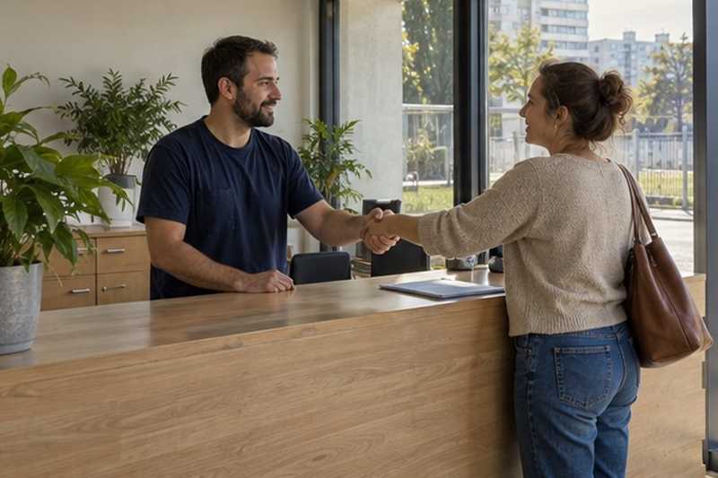 Poignée de main à l’accueil du stockage