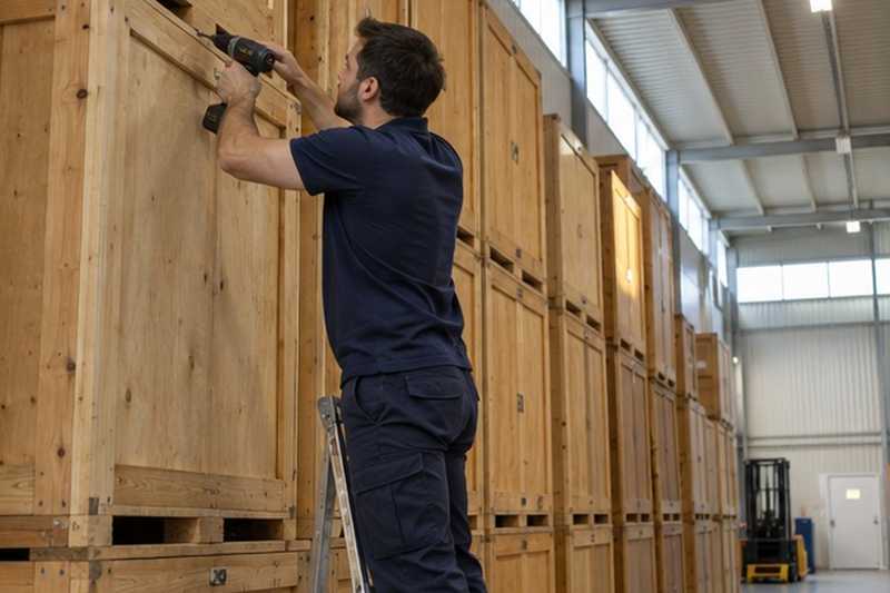 Caisses de garde-meuble en bois empilées
