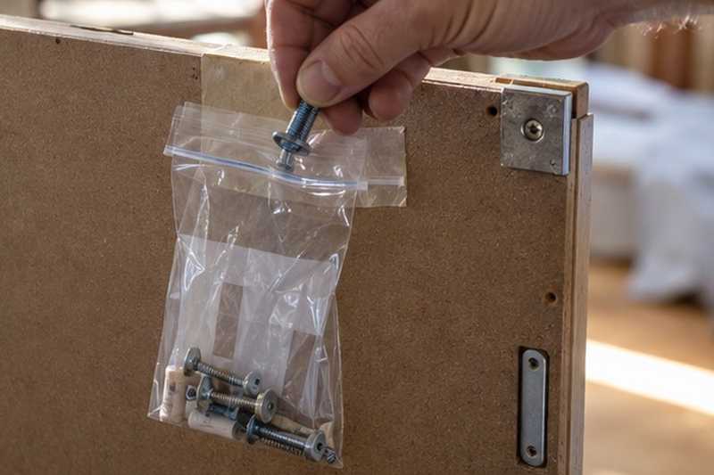 Vis rangées dans un sachet scotché