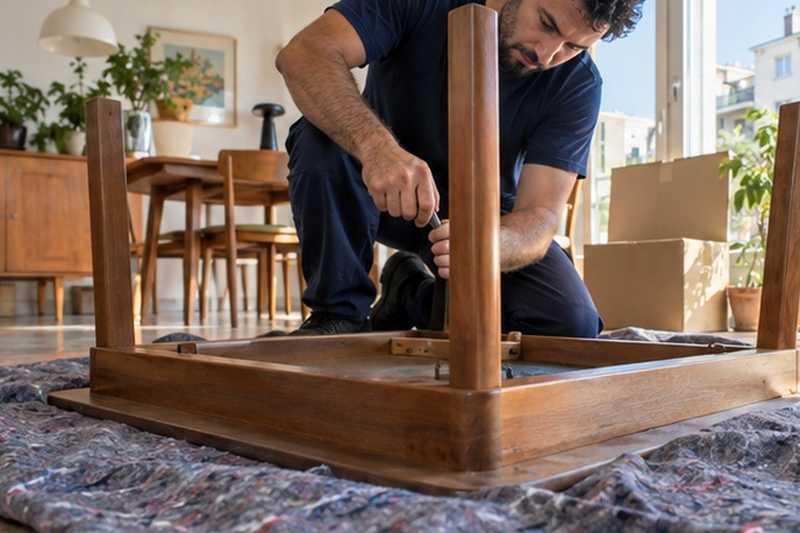 Pieds de table retirés sur couverture