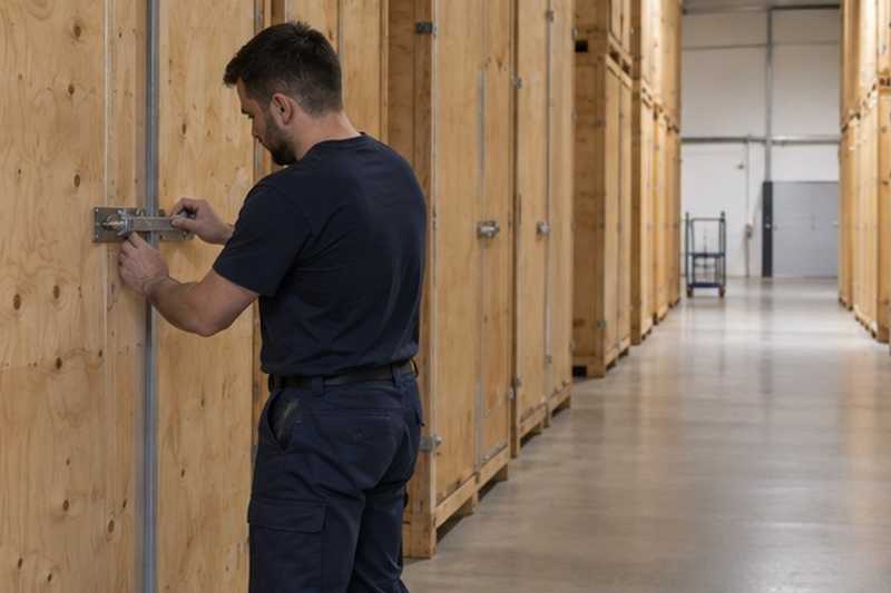 Fermeture d’une caisse-palette en bois : chantier Rue André Maginot