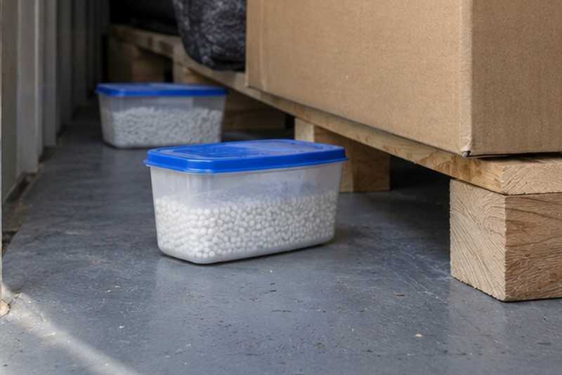 Absorbeurs d’humidité au pied des cartons
