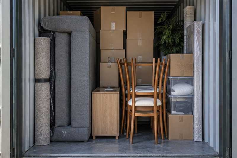 Box rangé avec le canapé debout : chantier Rue Ampère