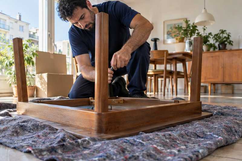 Pieds de table retirés sur couverture