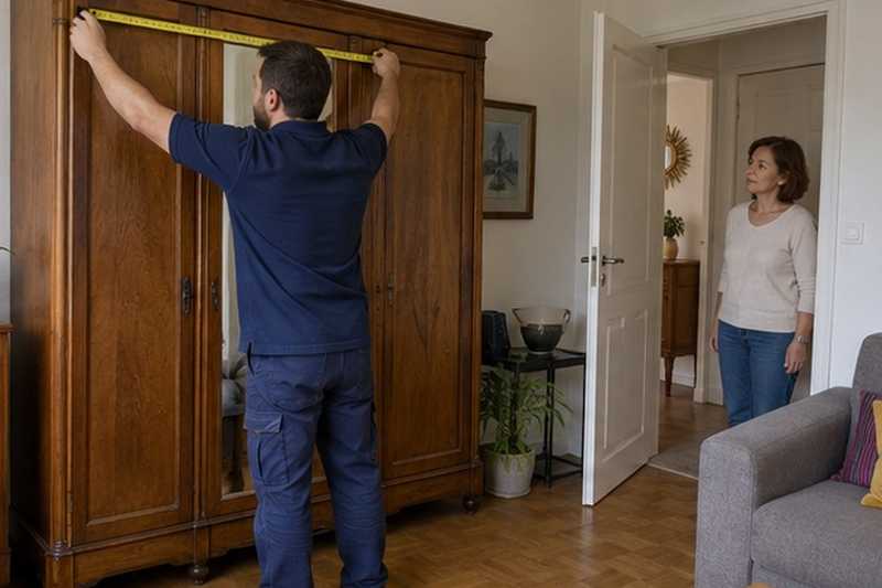 Mesure d’une armoire avec la cliente