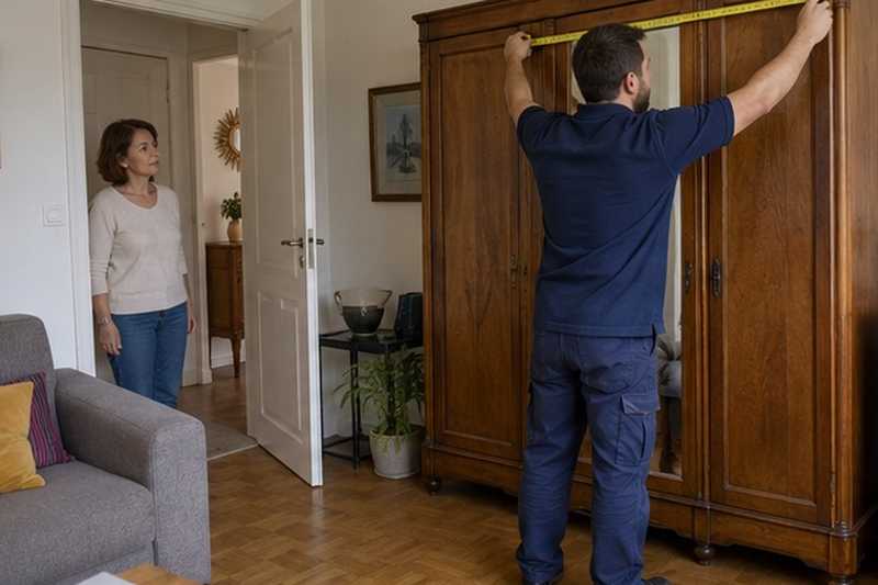 Mesure d’une armoire avec la cliente