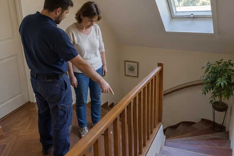 Examen de l’escalier avec le client