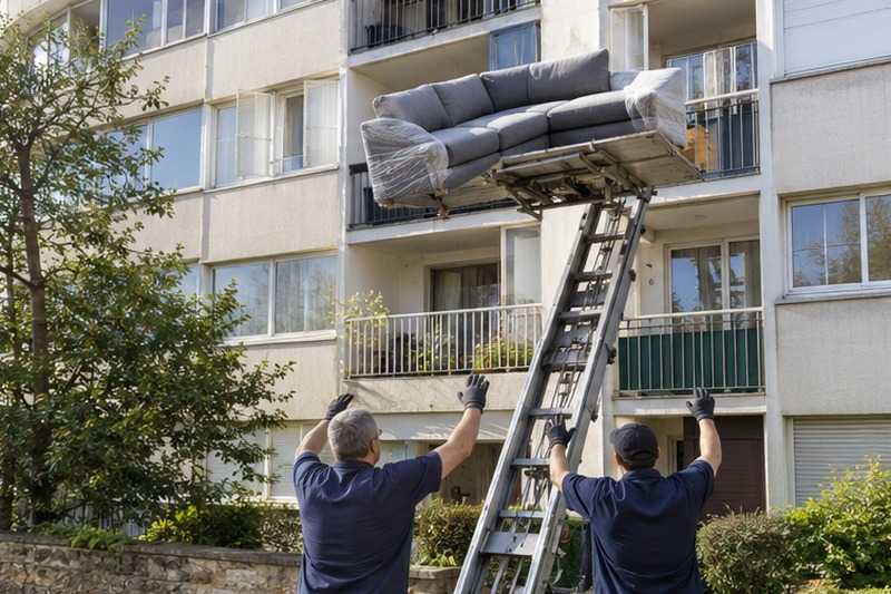 Canapé d’angle incliné sur le plateau : chantier Rue Blanche
