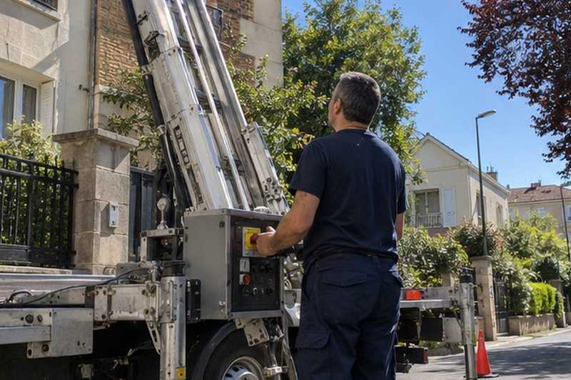 Commande du monte-meubles au pied de l’échelle