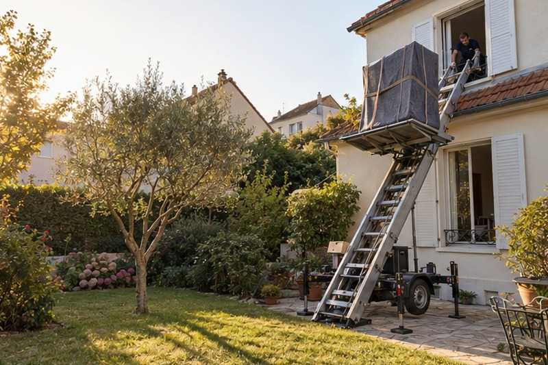 Armoire descendue vers le jardin : chantier Rue de la Fosse aux Moines
