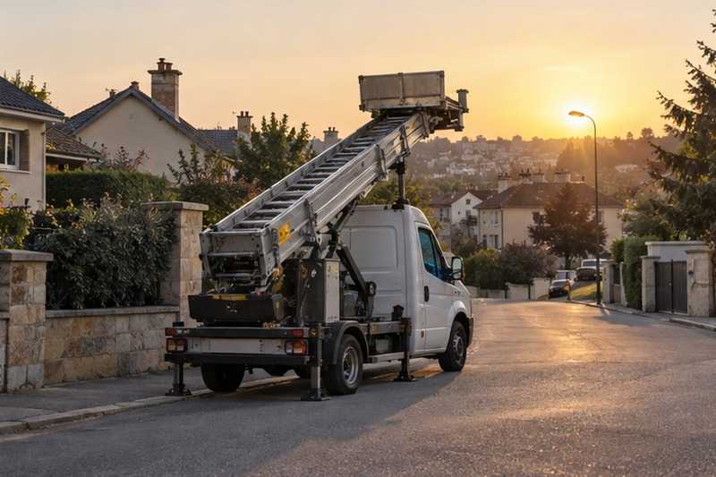 Repli de l’échelle en fin de chantier : chantier Rue André Voguet