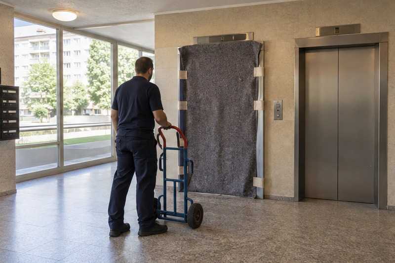 Ascenseur réservé dans le hall d’une tour : chantier Rue Arthur Dalidet