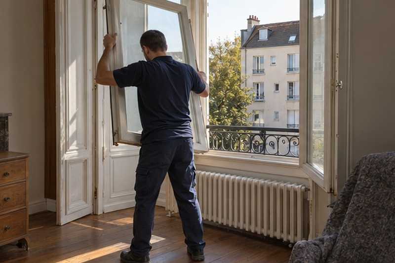 Ouvrant de fenêtre retiré pour le passage