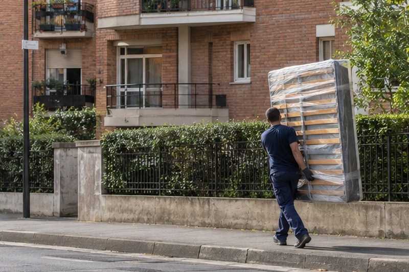 Sommier filmé le long des balcons