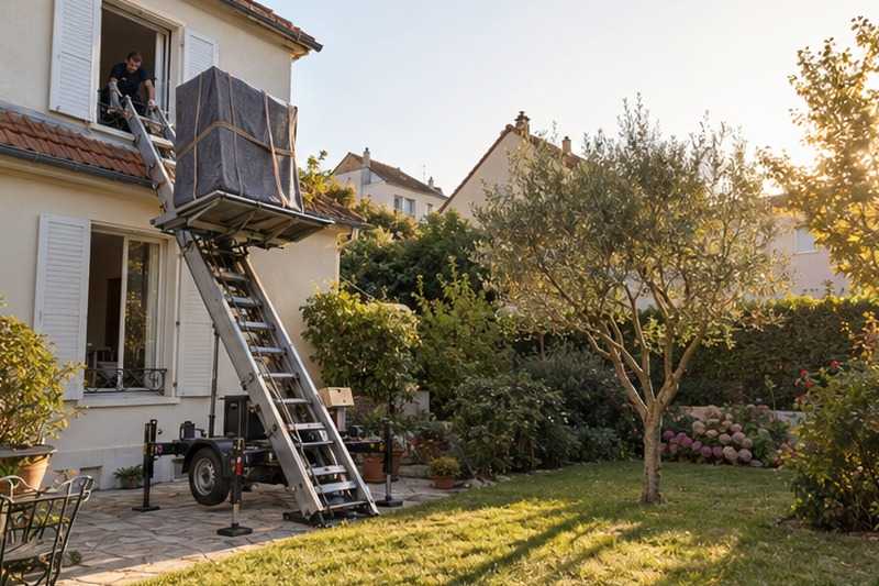 Armoire descendue vers le jardin : chantier Rue Alexandre Dumas