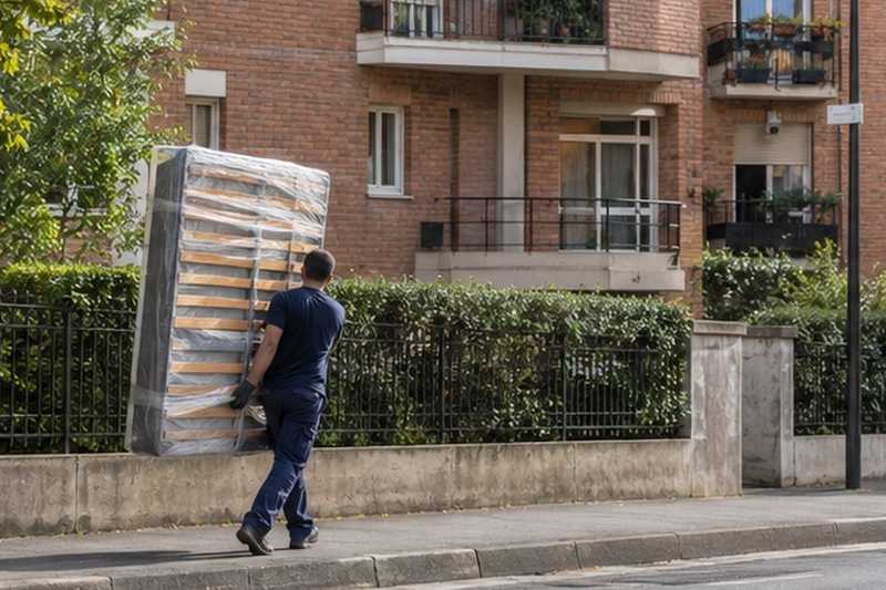 Sommier filmé le long des balcons : chantier Rue Anatole France