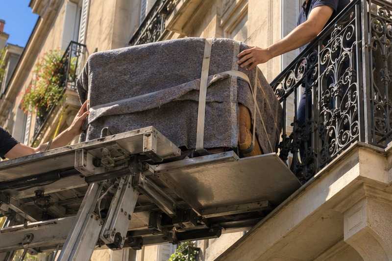Fauteuil réceptionné au balcon ancien : chantier Rue Charles Marinier