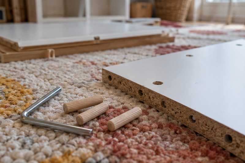 Clé Allen et tourillons sur le tapis : chantier Rue André Malraux