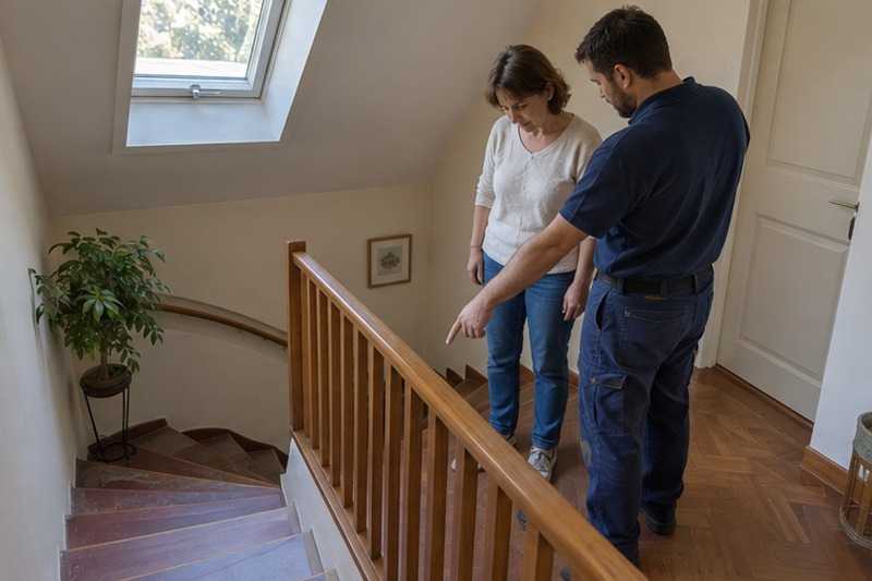 Examen de l’escalier avec le client