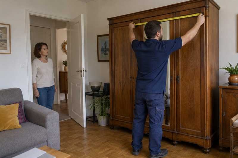 Mesure d’une armoire avec la cliente